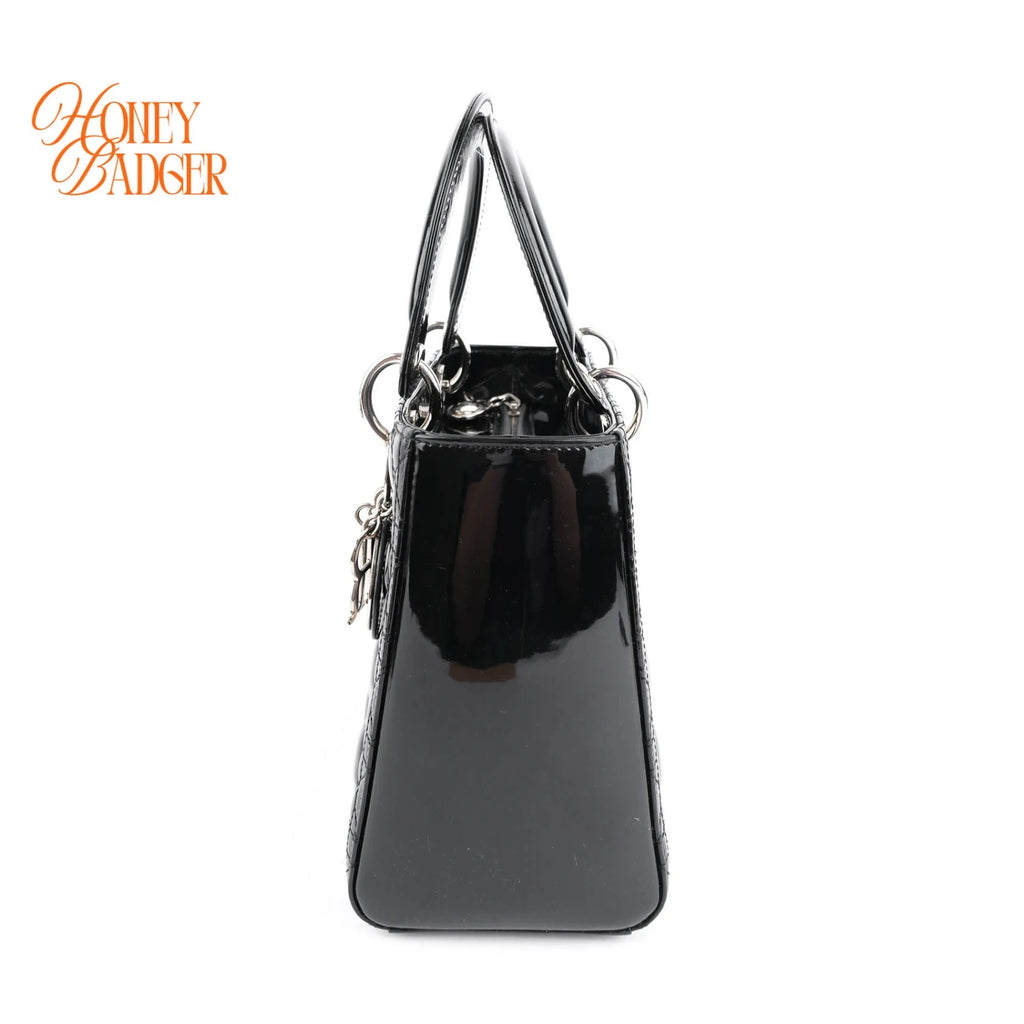 Dior Lady Dior Medium Black Patent Rank A