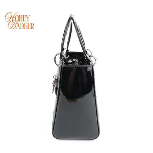 Dior Lady Dior Medium Black Patent Rank A
