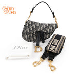 Dior Saddle Small Oblique Jacquard Blue Gold Hardware Rank A