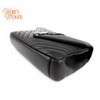 Saint Laurent College Medium Chevron Quilted Leather Black Silver Hardware
