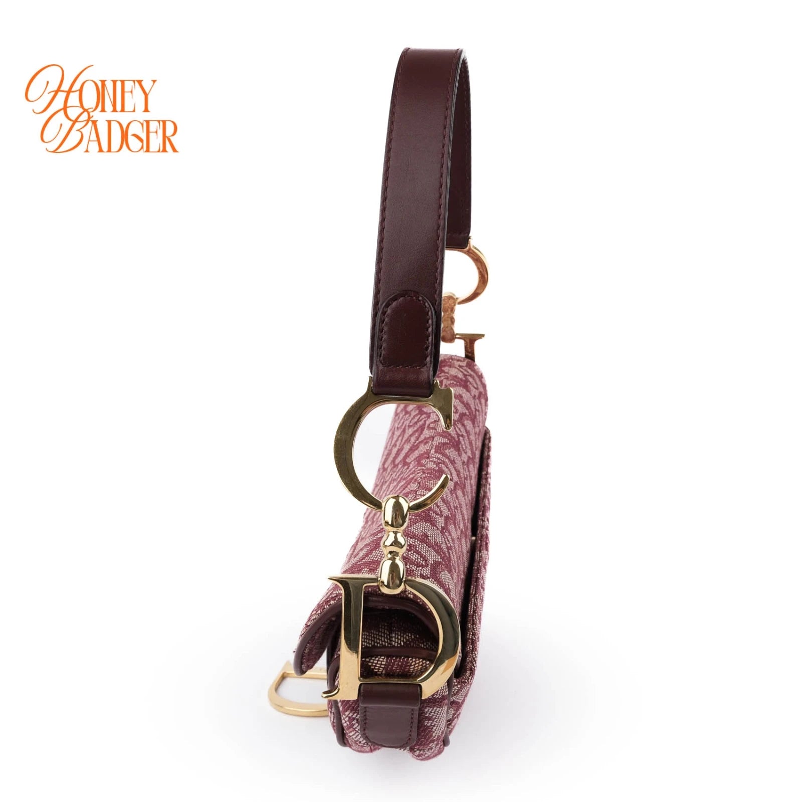 Dior Saddle Medium Oblique Jacquard Burgundy Rank A