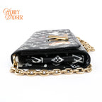 Louis Vuitton Twist Chain Wallet Catogram Monogram Black Rank A