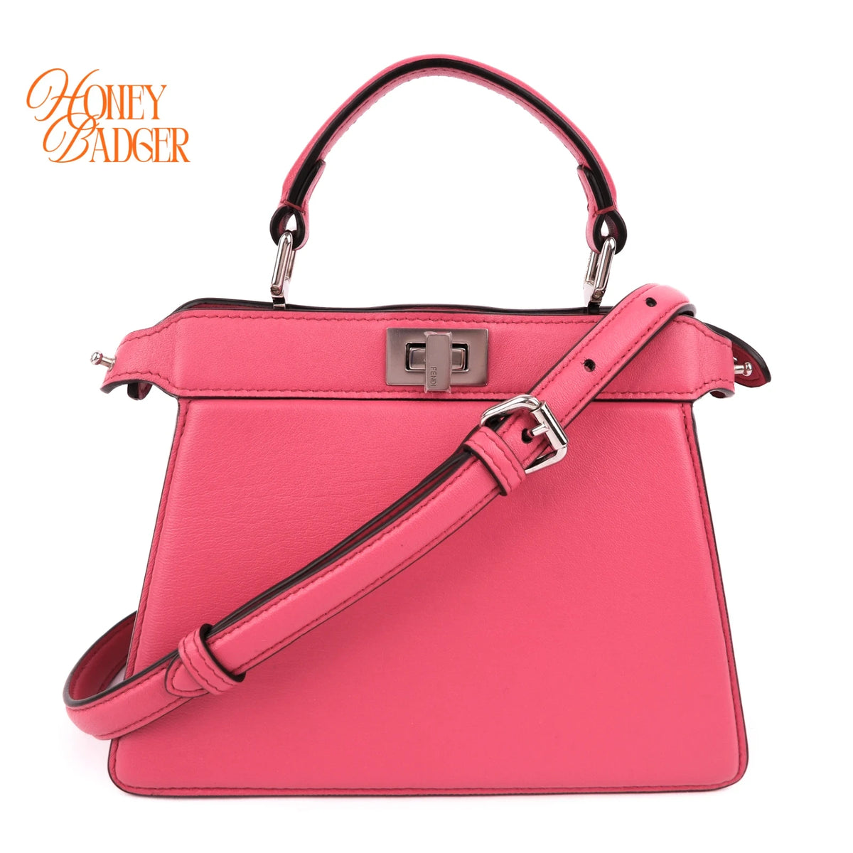 Fendi Peekaboo ISeeU Petite Smooth Leather Pink Silver Hardware Rank AB