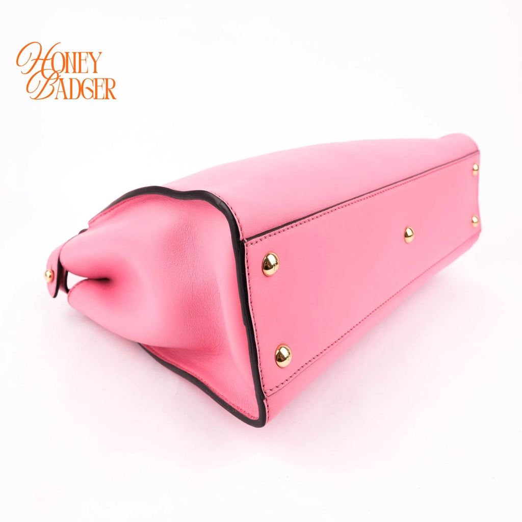 Fendi Peekaboo Regular Calfskin Leather Pink Gold Hardware Rank A