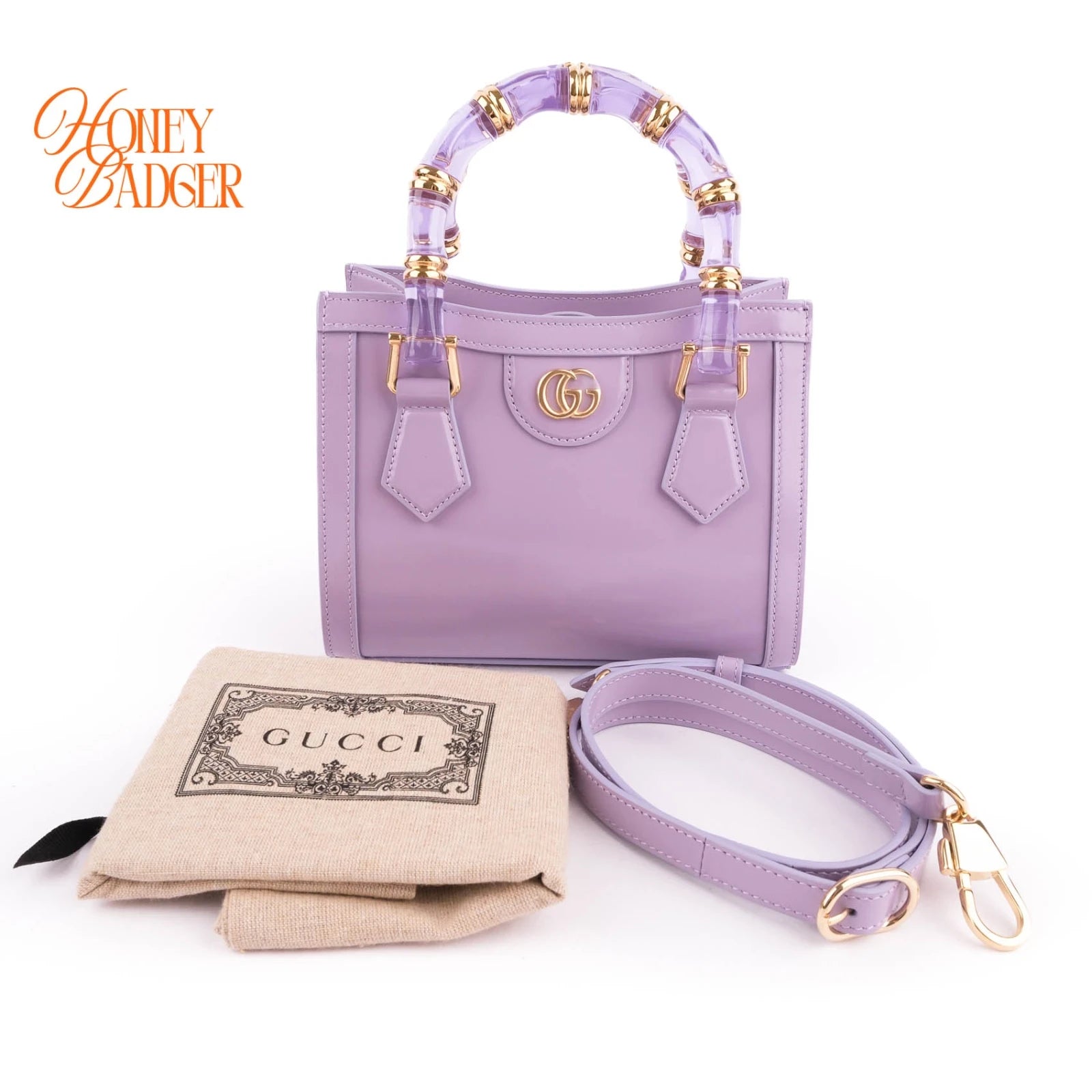 Gucci Diana Mini Purple Patent Bamboo Grade S