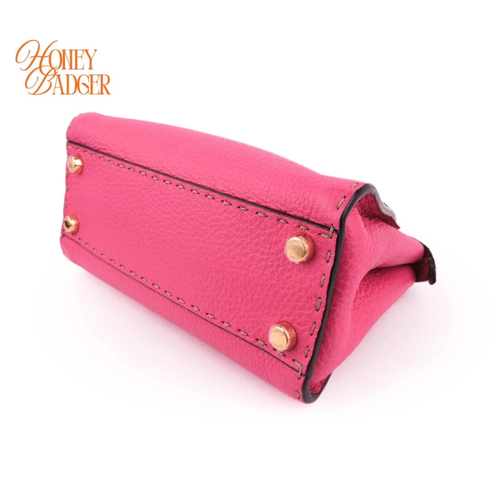 Fendi Peekaboo Mini Selleria Grained Leather Pink Rank A