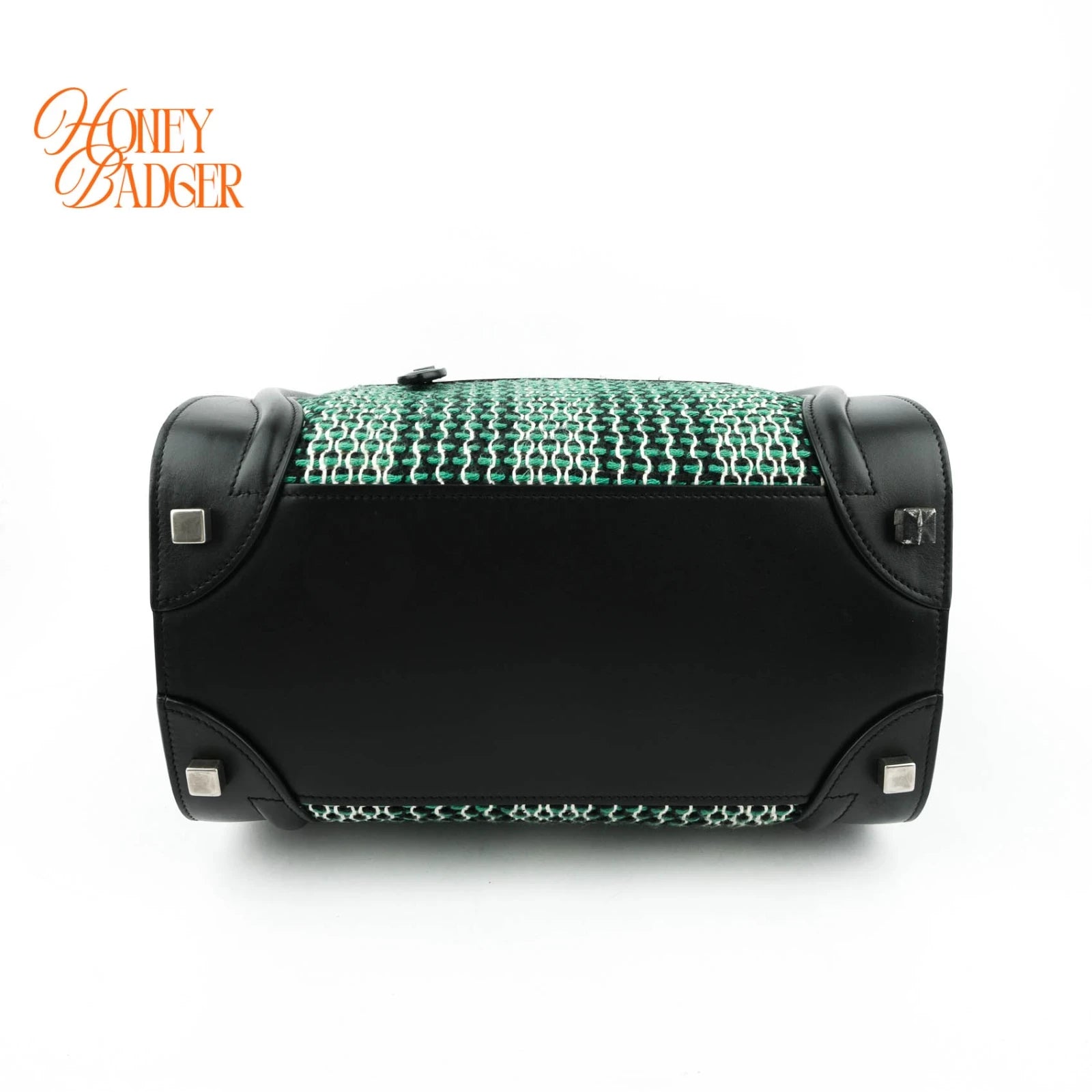 Celine Luggage Micro Tweed Black Green Rank A