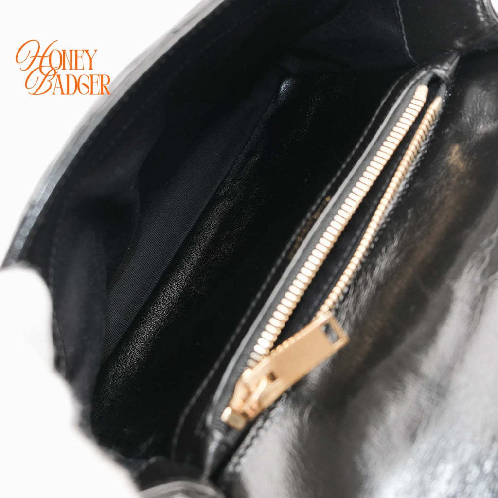 Saint Laurent College Medium Quilted Oil Leather 2WAY Bag Black 428056