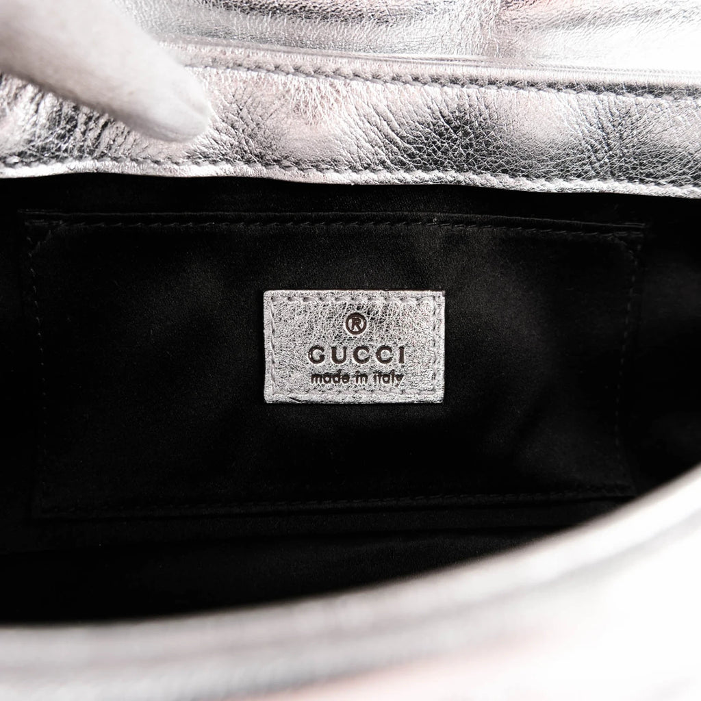 Gucci Horsebit 1955 Small Leather Silver Rank S
