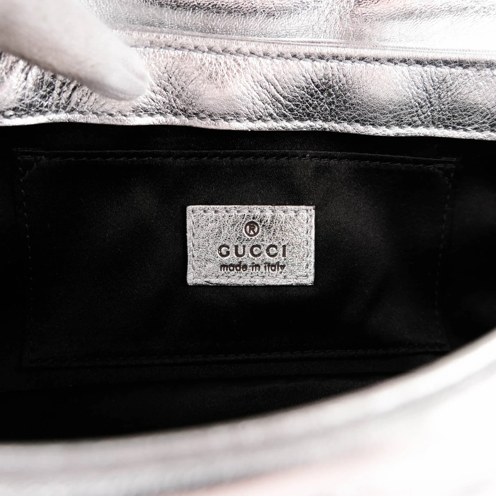 Gucci Horsebit 1955 Small Leather Silver Rank S