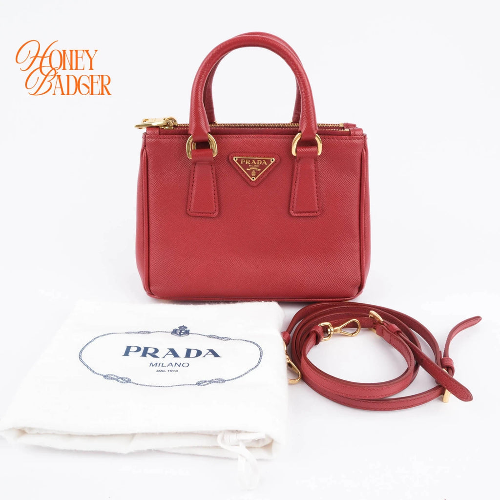 Prada Galleria Mini Red Saffiano Leather Grade A