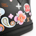 Louis Vuitton Alma BB Epi Leather Black Floral Multicolor Rank A