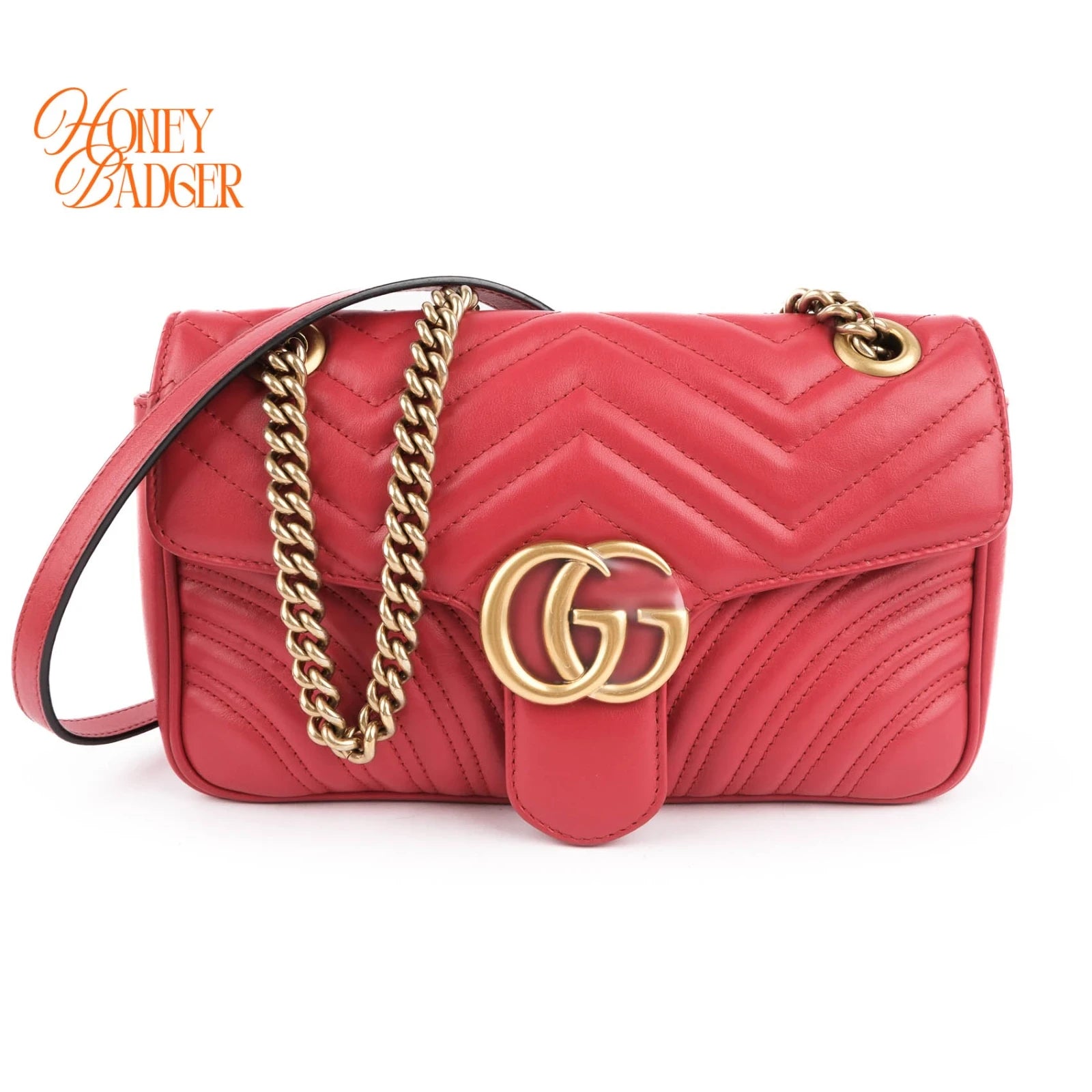 Gucci GG Marmont 26 in red leather, Grade A condition.