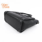 Celine Luggage Nano Drummed Calfskin Leather Black Silver Hardware Rank A