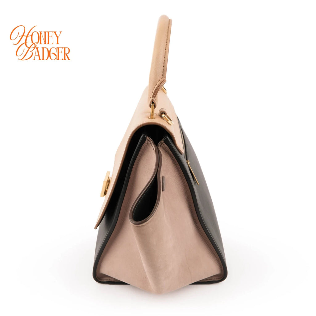 Céline Trapeze Medium Tricolor Leather Beige Black 2WAY Bag