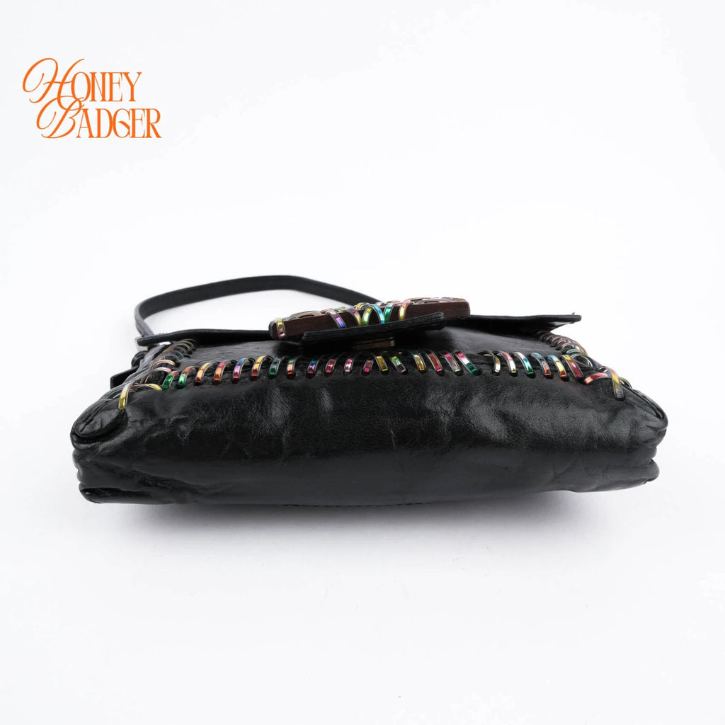 Fendi Baguette Black Multicolor Leather Mini Grade A