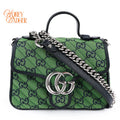 Gucci GG Marmont Mini Top Handle Canvas Green Silver Hardware Rank A