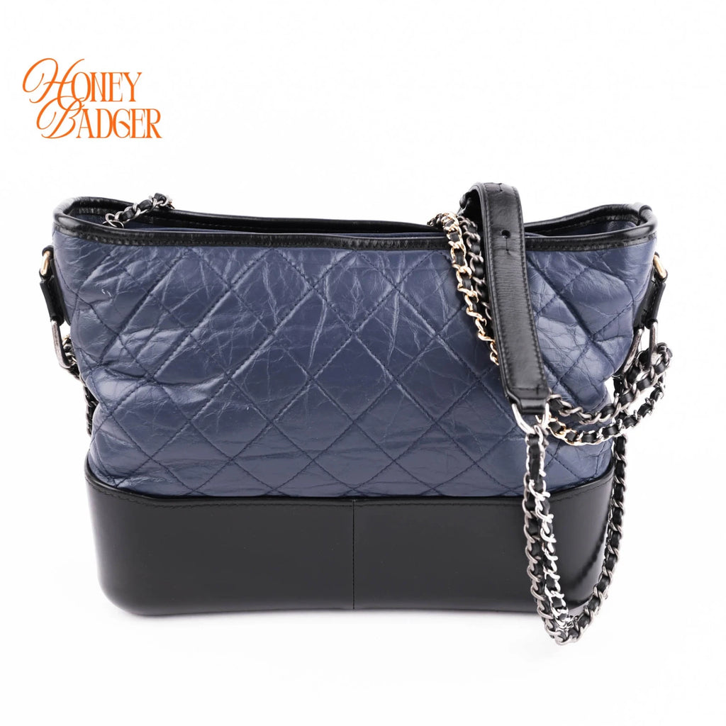 Chanel Gabrielle Hobo Medium Navy Leather Rank A