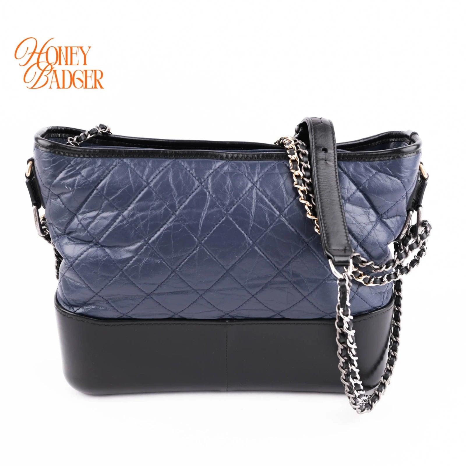 Chanel Gabrielle Hobo Medium Navy Leather Rank A