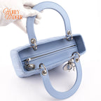Dior Lady Dior Medium Light Blue Cannage Leather 2-Way Bag Rank B