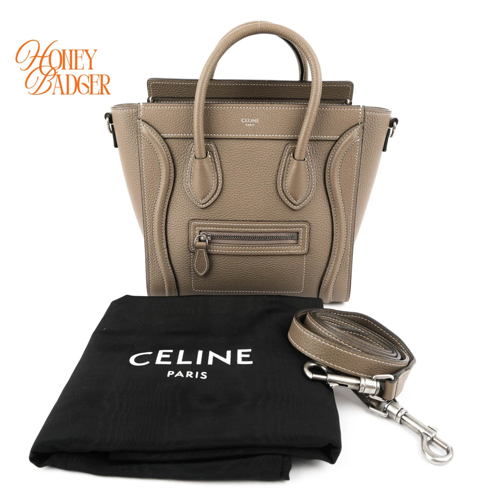 Celine Luggage Nano Drummed Calfskin Souris Rank A