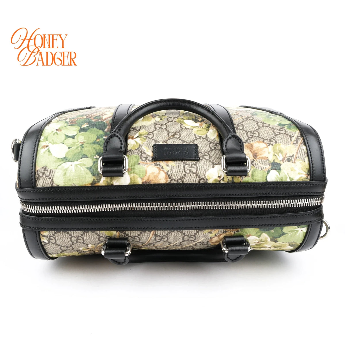 Gucci Tian GG Supreme Medium Boston Bag Multicolor Black Leather Silver Hardware Rank A