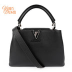 Louis Vuitton Capucines BB Taurillon Grained Leather Black Silver Hardware Rank A