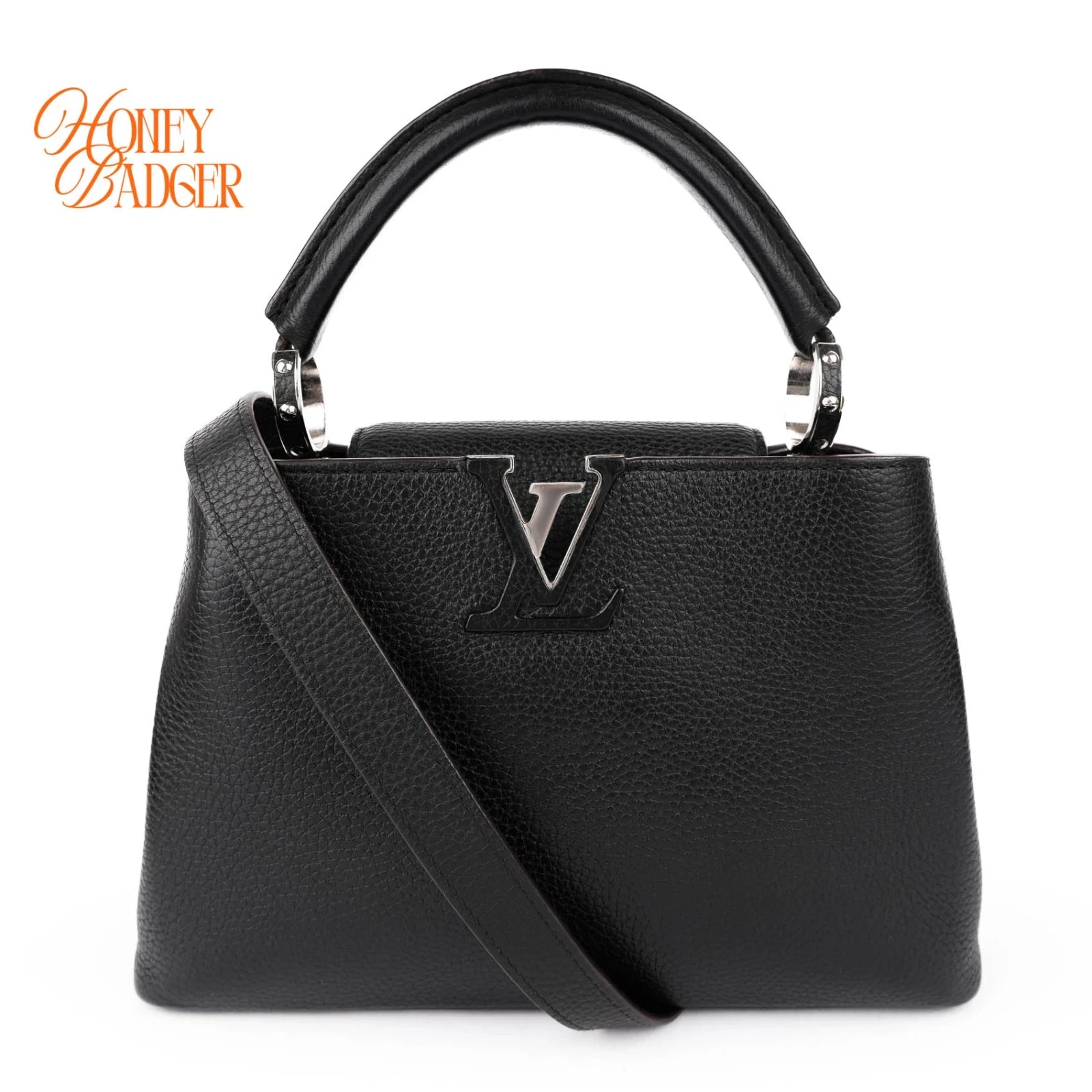 Louis Vuitton Capucines BB Taurillon Grained Leather Black Silver Hardware Rank A