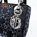Dior Lady Dior Small Navy Satin Crystal Grade A