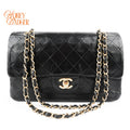 Chanel Classic Double Flap Medium 25 Lambskin Black Gold Hardware Rank AB