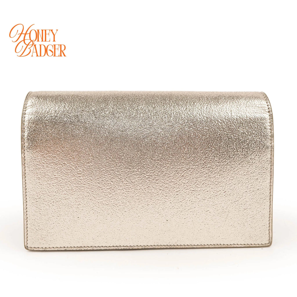 Saint Laurent Kate Small Tassel Chain Shoulder Bag Metallic Silver Leather