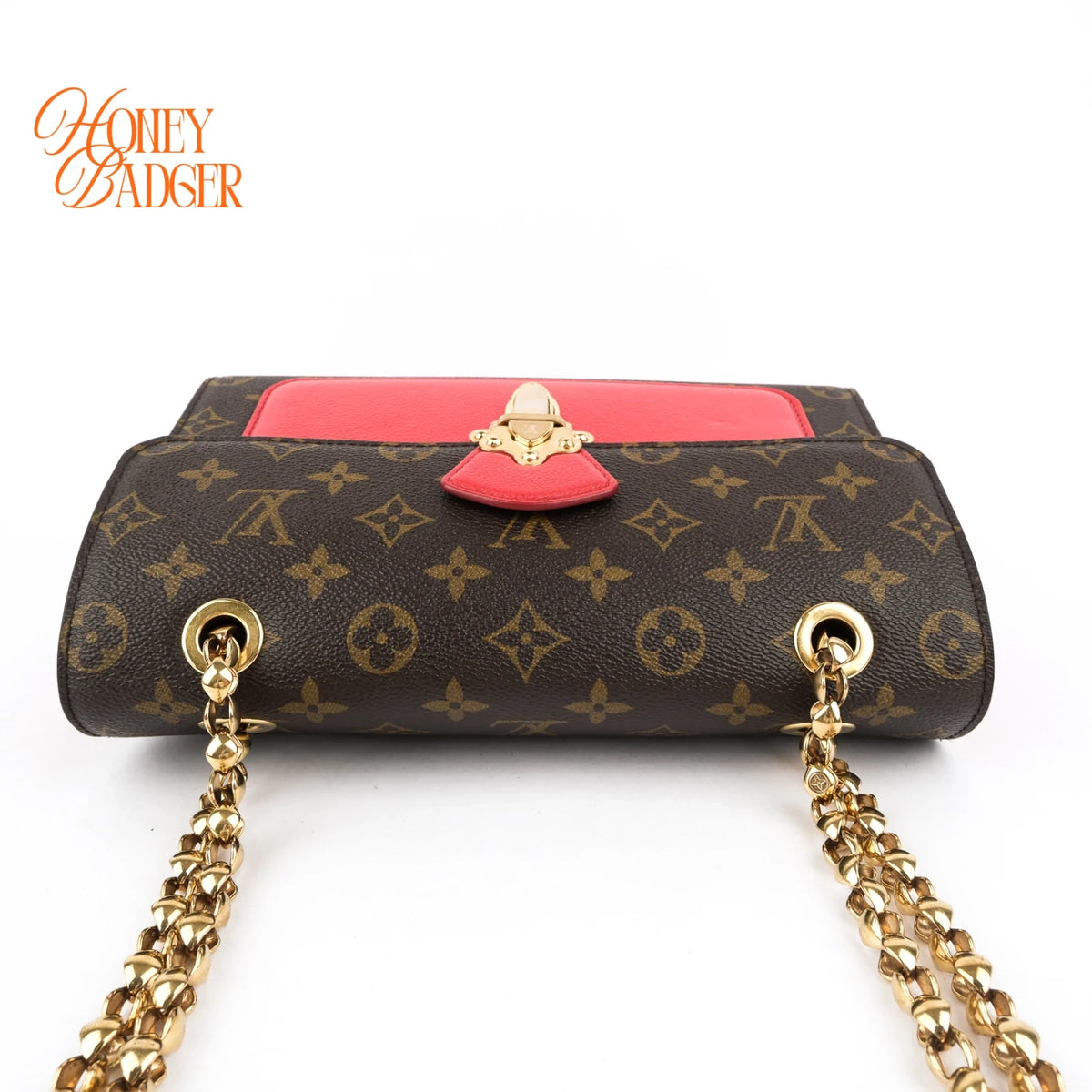 Louis Vuitton Victoire Monogram Cerise Red Chain Shoulder Bag Rank A