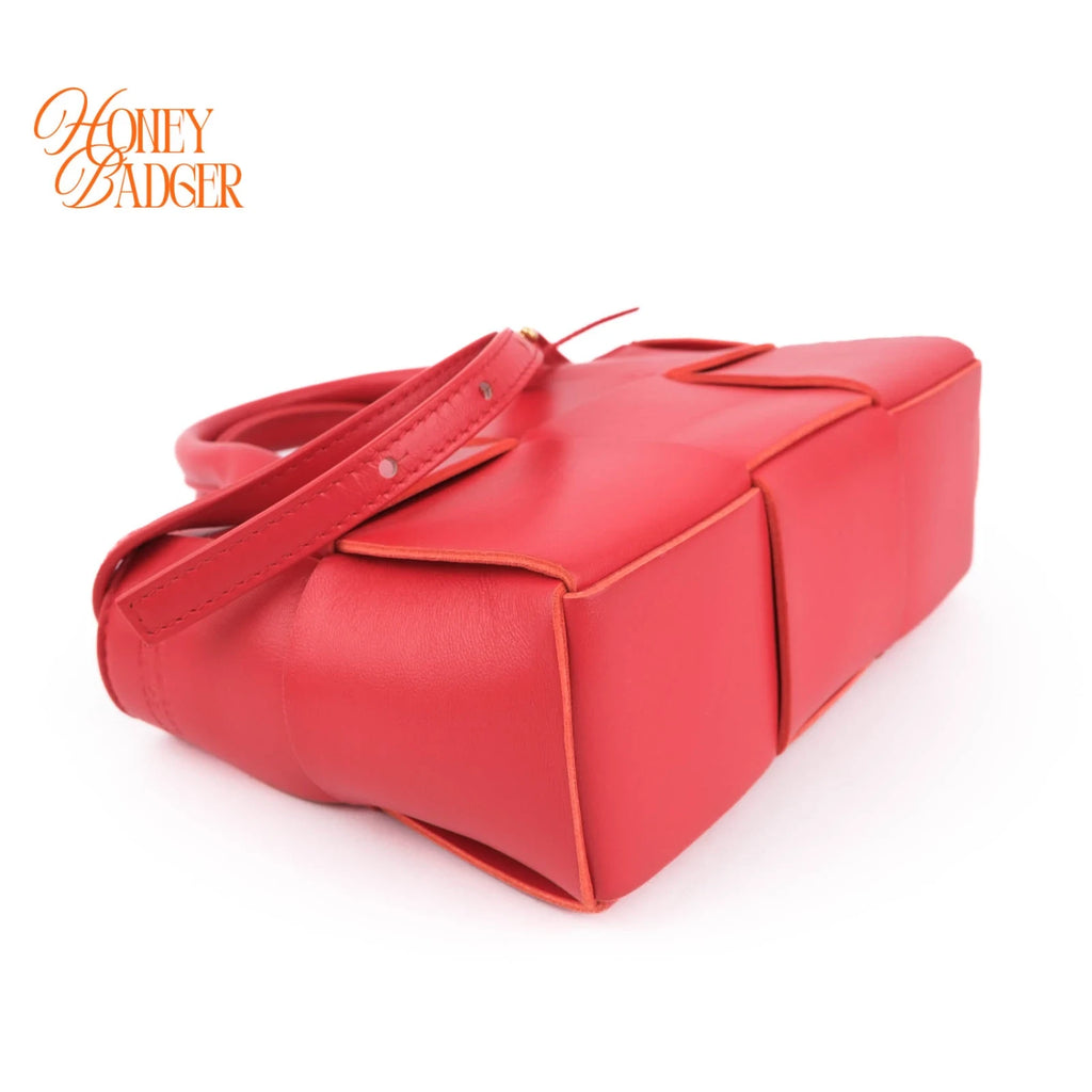Bottega Veneta Arco Tote Mini Intrecciato Leather Red 2WAY Bag