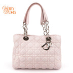Dior Soft Small Shopping Tote Cannage Lambskin Light Pink Silver Hardware Rank AB