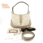 Gucci Jackie 1961 Small GG Supreme Beige Leather Gold Hardware Rank S