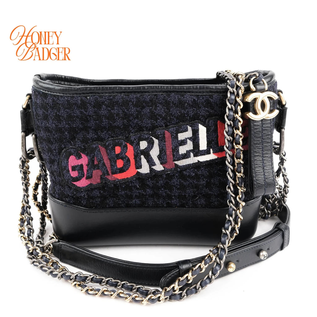 Chanel Gabrielle Hobo Small Navy Tweed Grade A