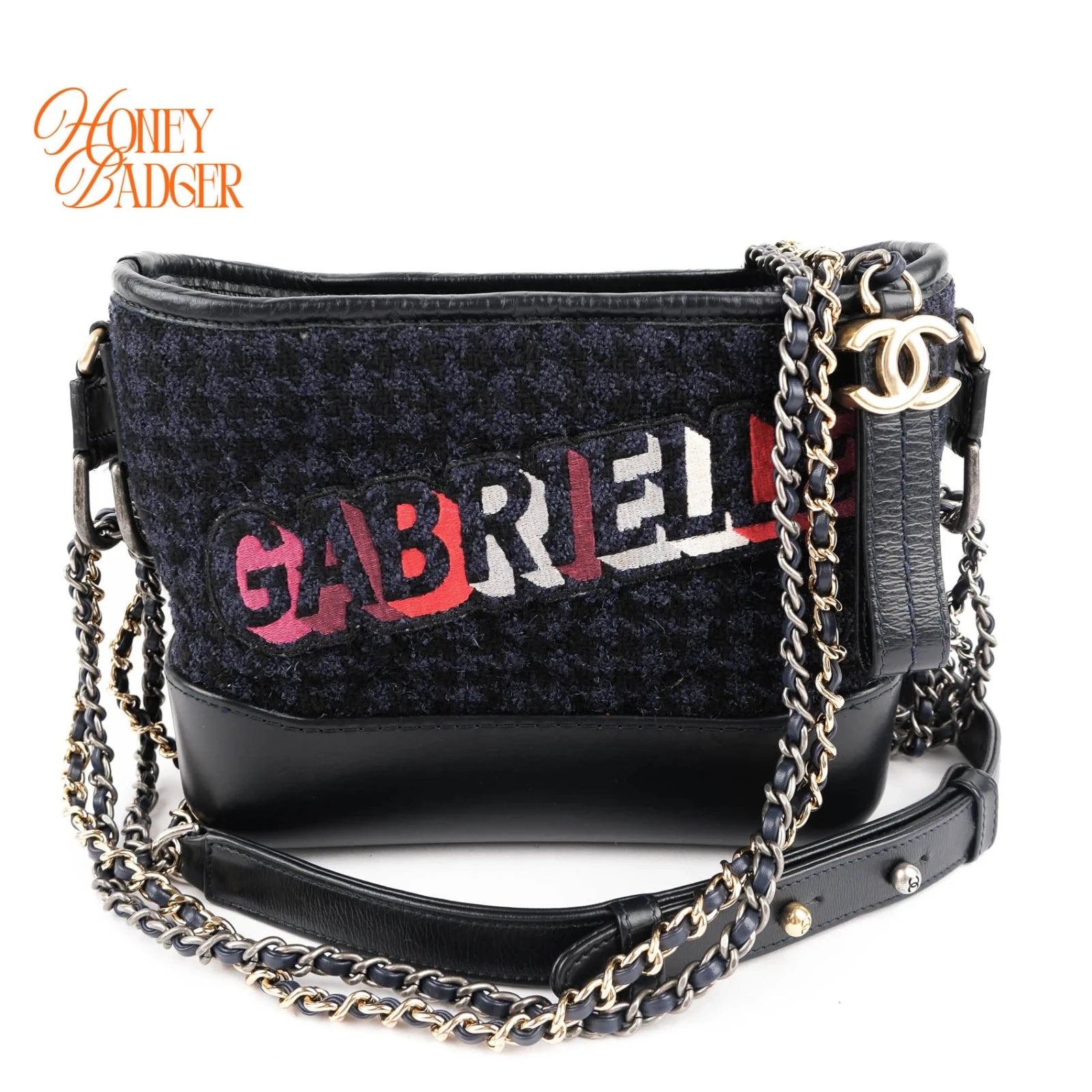 Chanel Gabrielle Hobo Small Navy Tweed Grade A