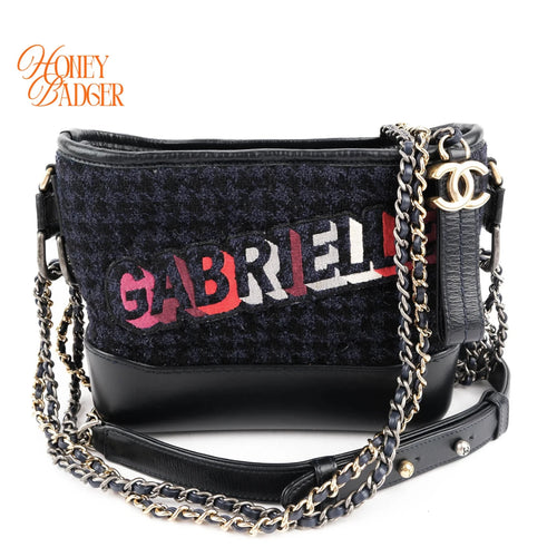 Chanel Gabrielle Hobo Small Navy Tweed Grade A