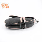 Dior Saddle Large Denim and Patent Leather Grey Pink Rank A