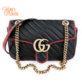 Gucci GG Marmont Small Quilted Leather Black/Red Rank A