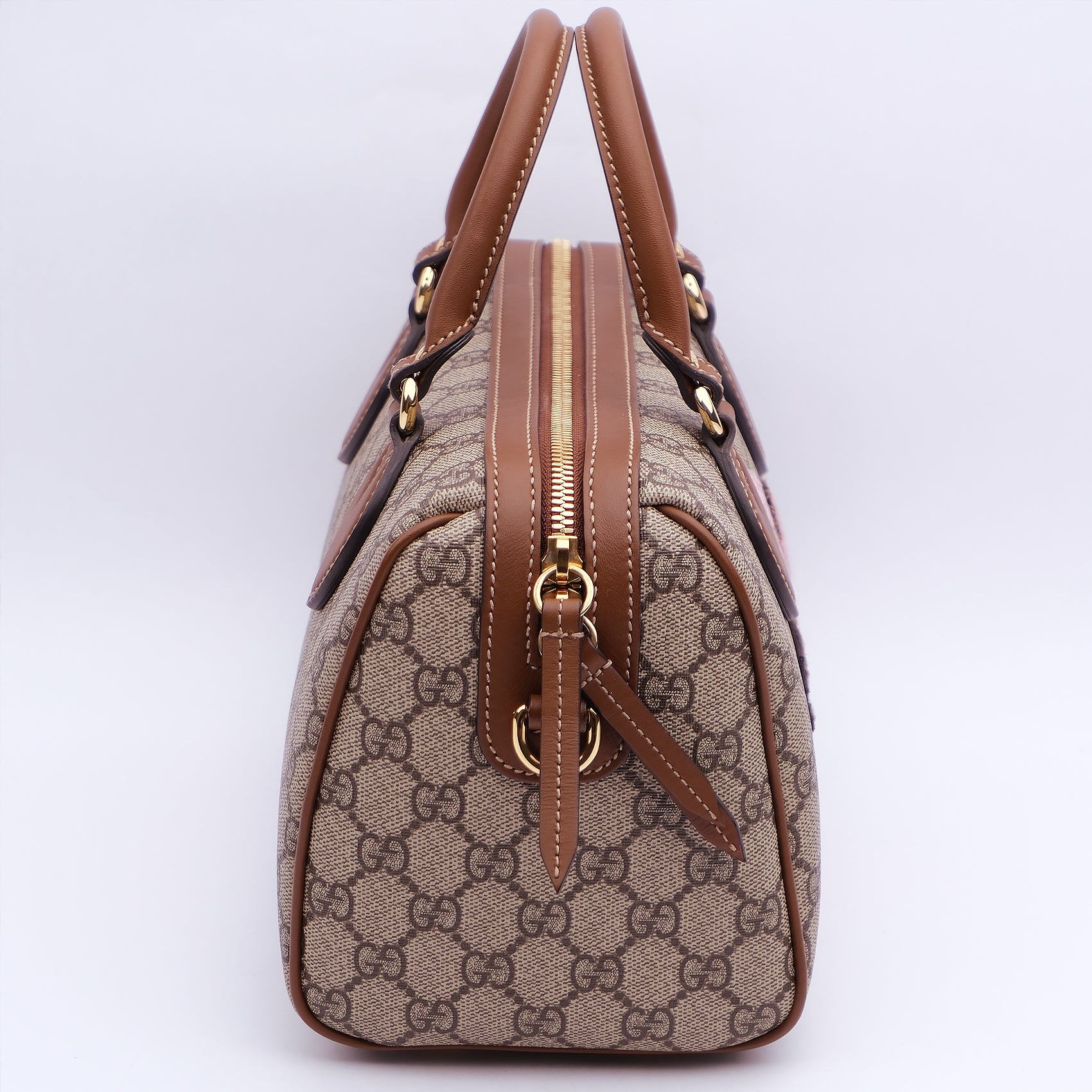 Gucci GG Supreme Linea A Boston Bag With Butterfly Embroidery