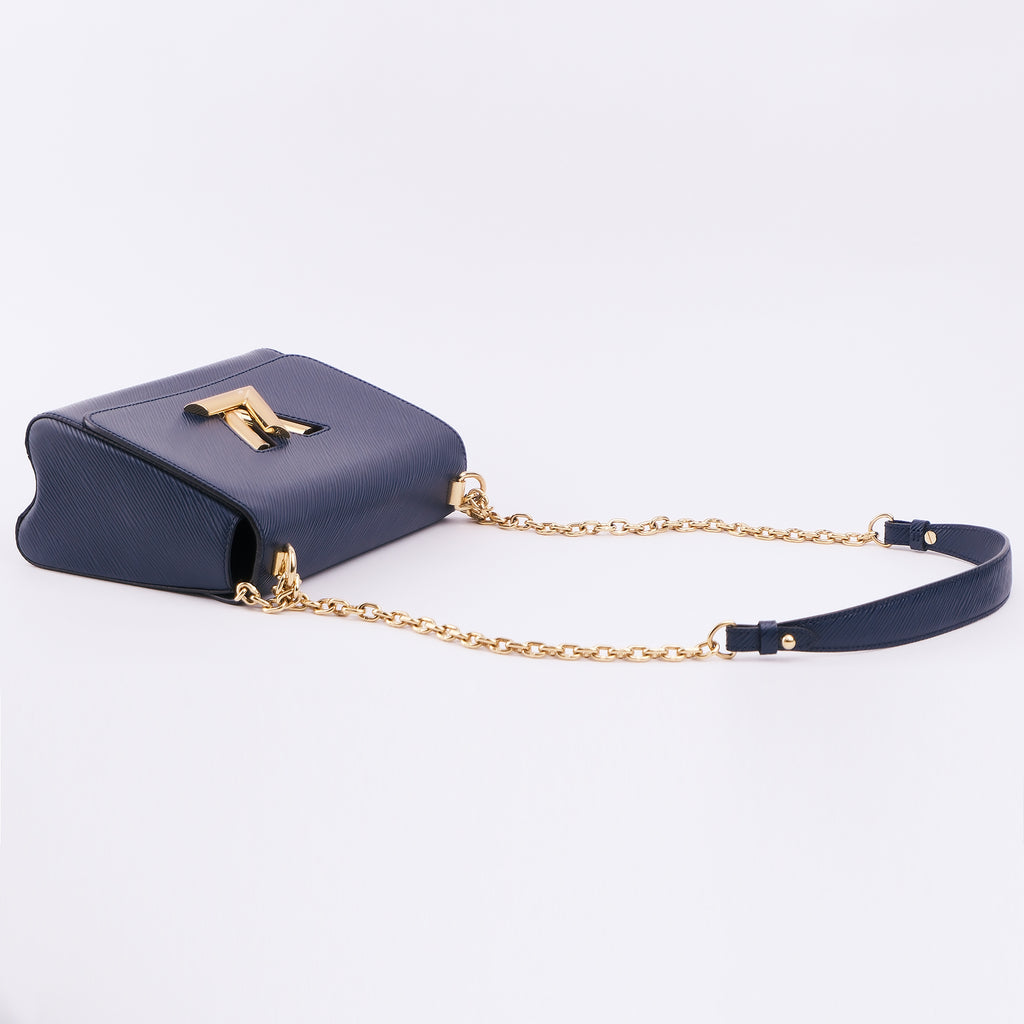 Louis Vuitton Epi Twist MM Blue Gold Hardware Shoulder Bag M53090