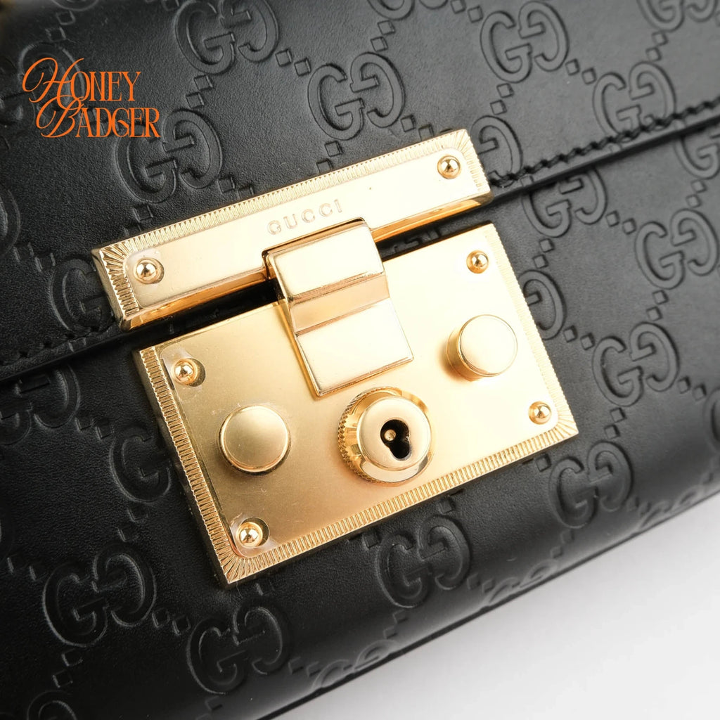 Gucci Padlock GG Signature Black Chain Bag Rank A