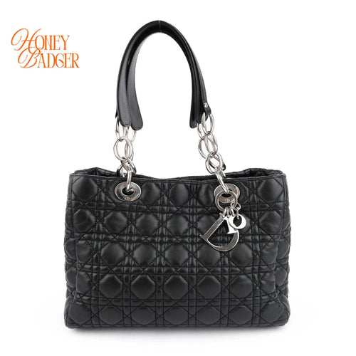 Dior Lady Dior Soft Shopping Large Lambskin Black Rank A