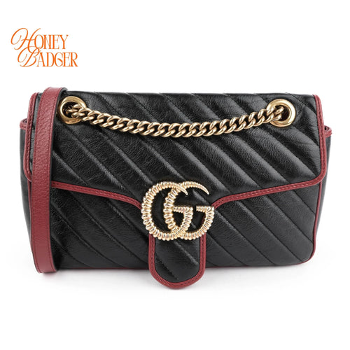 Gucci GG Marmont 26 Black Red Trim Rank A
