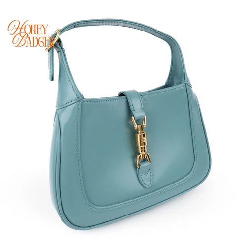 Gucci Jackie 1961 Mini Shoulder Bag Light Blue Leather Gold Hardware 2WAY Bag