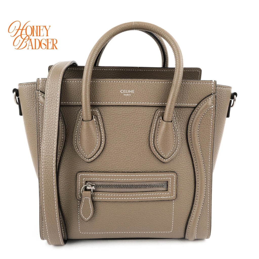 Celine Luggage Nano Drummed Calfskin Souris Rank A