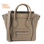 Celine Luggage Nano Drummed Calfskin Souris Rank A