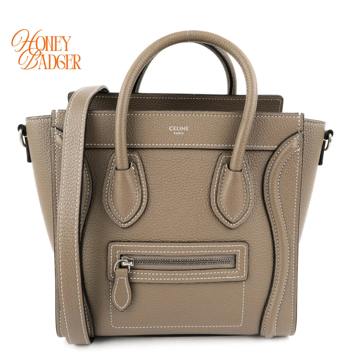 Celine Luggage Nano Drummed Calfskin Souris Rank A