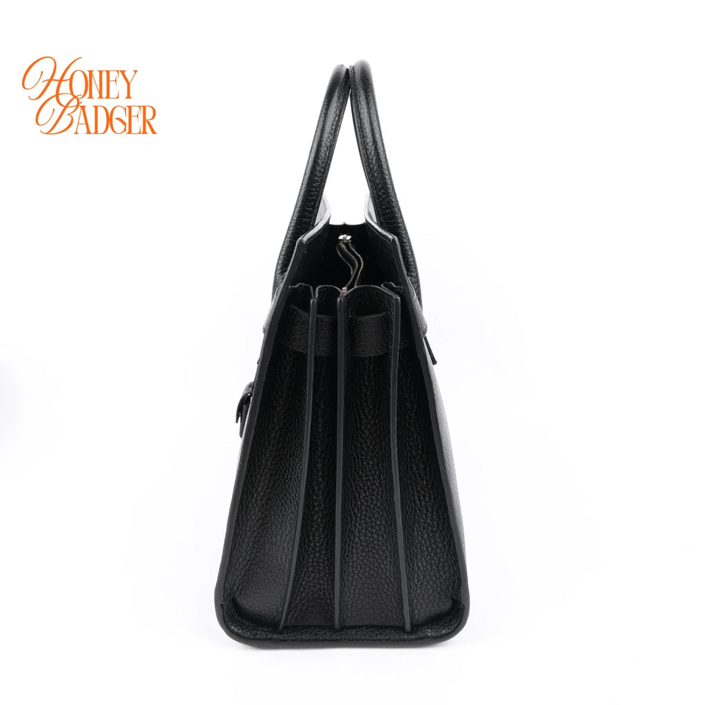 Saint Laurent Sac de Jour Medium Grained Leather Black 2-Way Bag Rank A